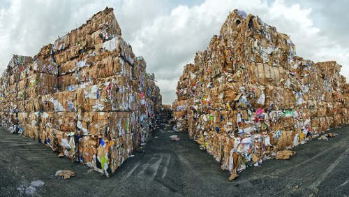 Low-emission van parked near a sustainable rubbish area in the borough